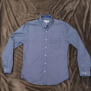 Express Men's Blue Patterned Button Down Shirt